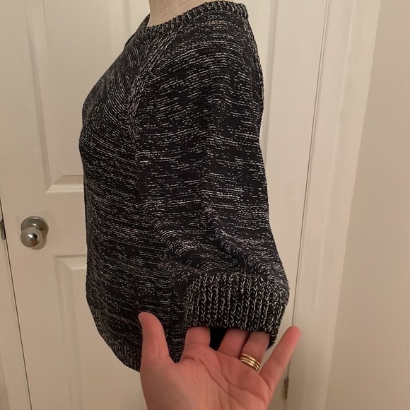 Massimo Dutti Blue/Grey Heavy Knit Marled Split Back 3/4 Sleeve Sweater Sz Sm - Picture 5 of 10